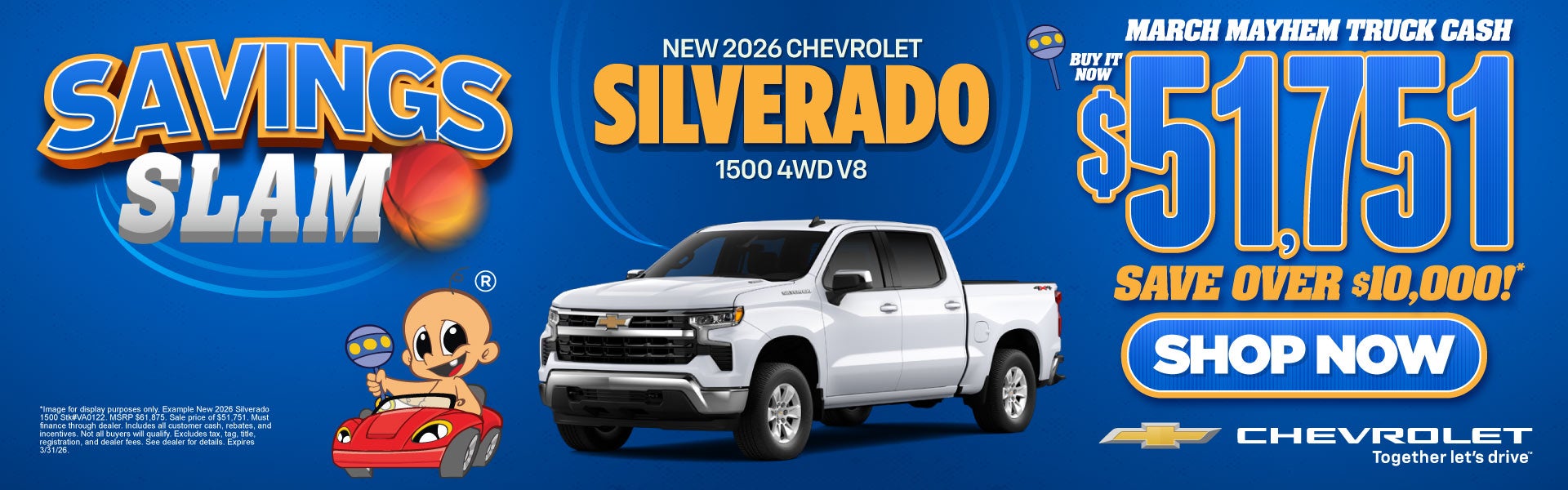 "NEW2026 SILVERADO 4WD V8 "	"MARCH MAYHEM TRUCK CASH Buy It 