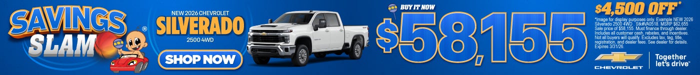 NEW 2026 Silverado 2500 4WD "BUY IT NOW $58,155* $4,500 OFF"