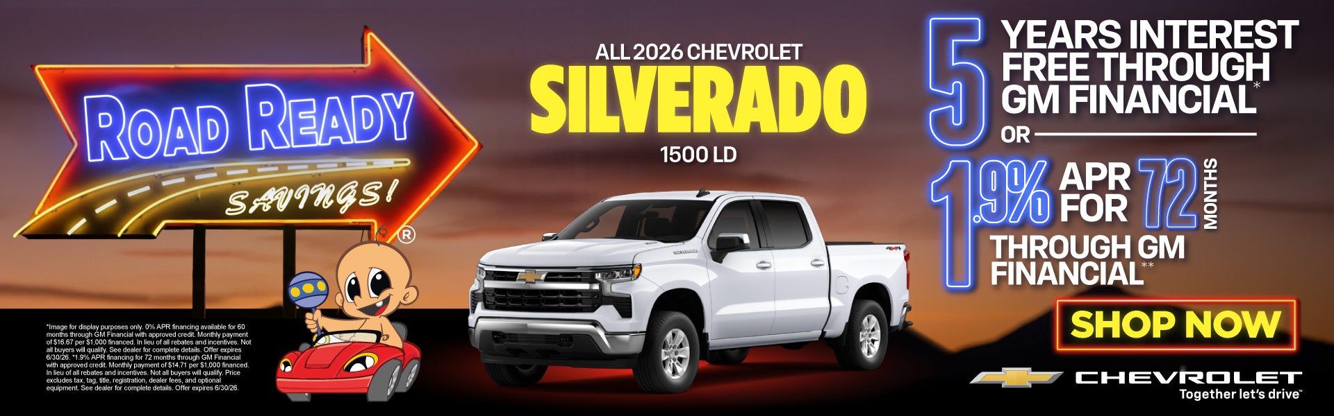 ALL 2026 CHEVROLET SILVERADO 1500 LD	5 years interest free t