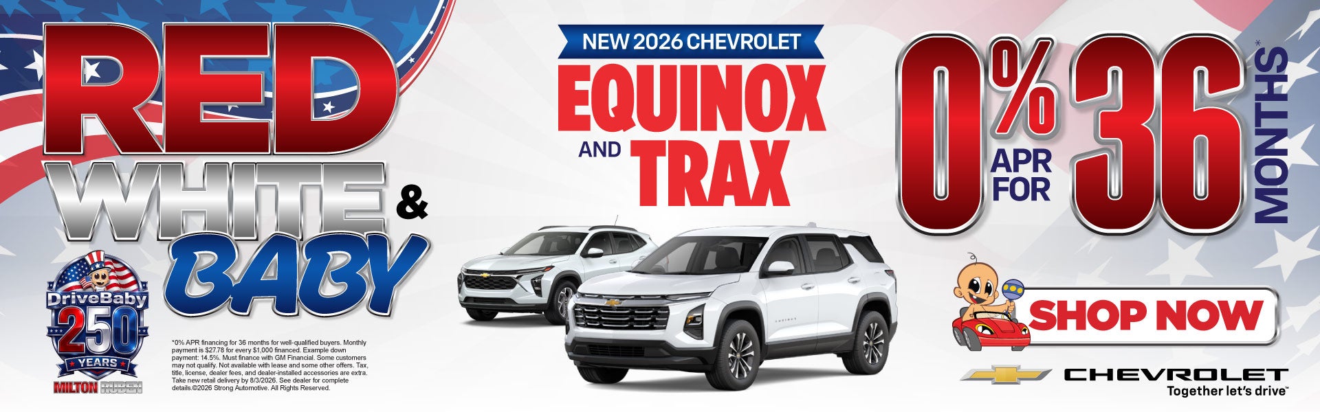 NEW 2026 Chevrolet Equinox & Trax	0% APR for 36 Months*