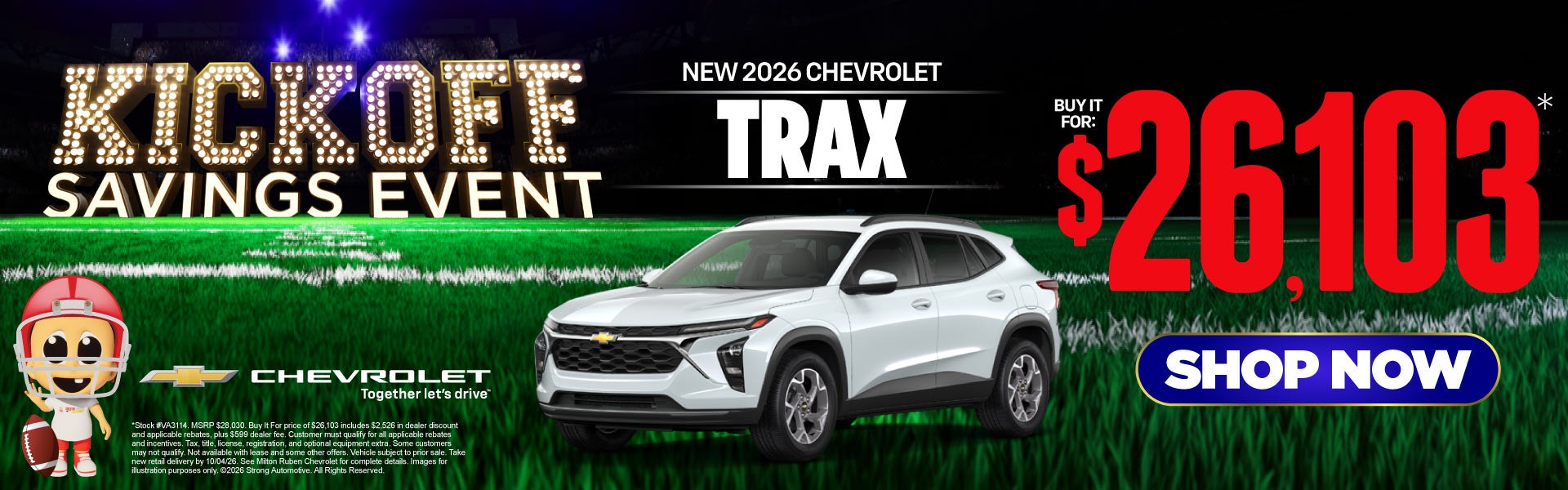 NEW 2026 CHEVROLET TRAX	BUY IT FOR $26,103*